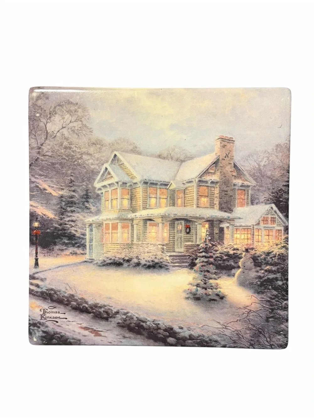 Thomas Kinkade Victorian Christmas III 1994 Hallmark Decorative Tile Trivet